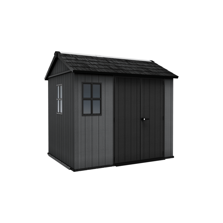 Keter 9x7.5 Newton Plus Side Entry Plastic Shed – Dark Grey