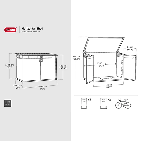 Keter Signature Decocoat Walnut 2020L Pent Garden storage 6x3 ft (H)1325mm (W)1905mm - Image 3